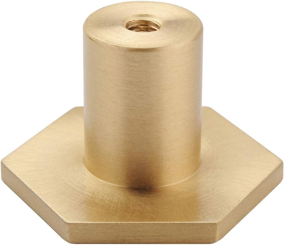 IVAILEX 10 Pack 1.3" Gold Knobs for Cabinets and Drawers, Gold Cabinet Knobs, Pure Solid Brass Knobs, Hexagon Drawer Pulls, Brushed Brass Knobs for Kitchen (34mm/1.3 inch)