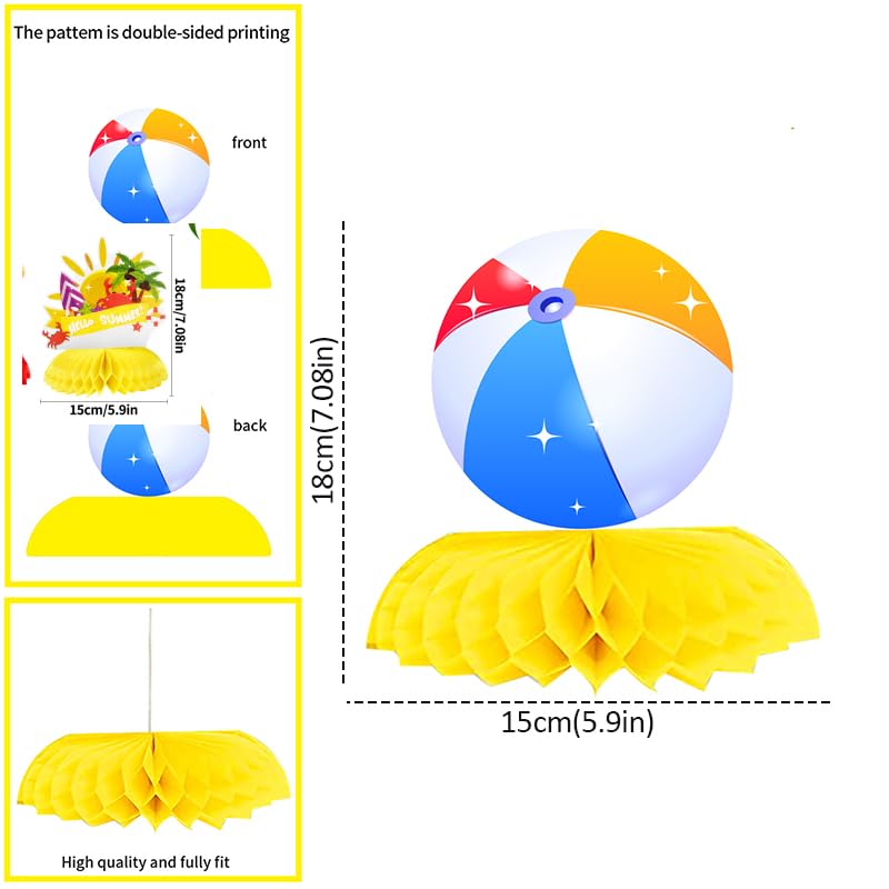 Centrotavola hawaiano a nido d'ape, 8 pezzi, decorazione da tavolo per feste estive, decorazione da tavolo per Aloha Summer Pool Beach Birthday Home Hawaiian Party, palme, noci di cocco, fenicotteri