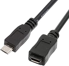 NFHK USB 2.0 Extension Cable Micro USB 5 Pin Male to Female High Speed Data and Power Supply (20cm)