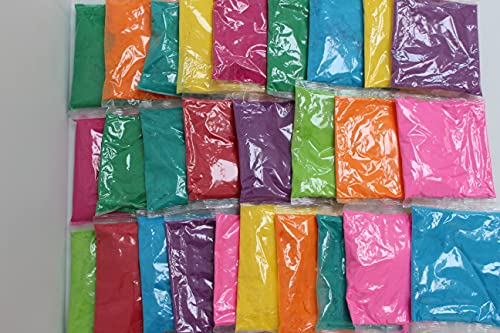 CrazeeColors 25 Assorted Holi Color powder packets of 70 grams each for color throw, color fights, backyard parties, photography, fun run