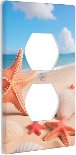 Miniatura 7 de Cubierta de placa de interruptor de luz de salida dúplex de estrella de mar para decoración de placa de pared para el hogar, dormitorio, cocina,