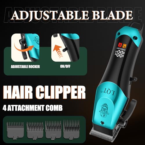 Haarschneidemaschine für Männer mit LED-Power-Anzeige, 4-teiliges professionelles Pflegeset mit Haarschneidemaschine, Detail-Trimmer, Folienrasierer & Nasentrimmer, komplettes kabelloses Set für den