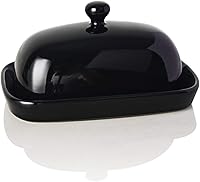 Vista 16 de Sweejar - Mantequillera de cerámica con tapa para encimera, mantequera de porcelana con asa de perilla, recipiente de mantequilla para mantequilla