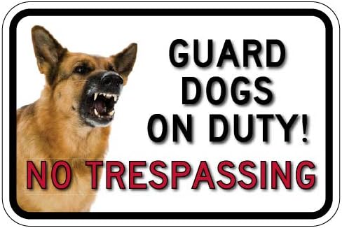 No Trespassing Guard Dog Photo Signs - 18x12 - Reflective | Rust Free Aluminum