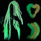 AISI BEAUTY Braiding Hair Extensions for Afro American Women 3Pcs Synthetic Shining Hair in the Darkness Braiding Hair 24 Inch (Mint Blue)