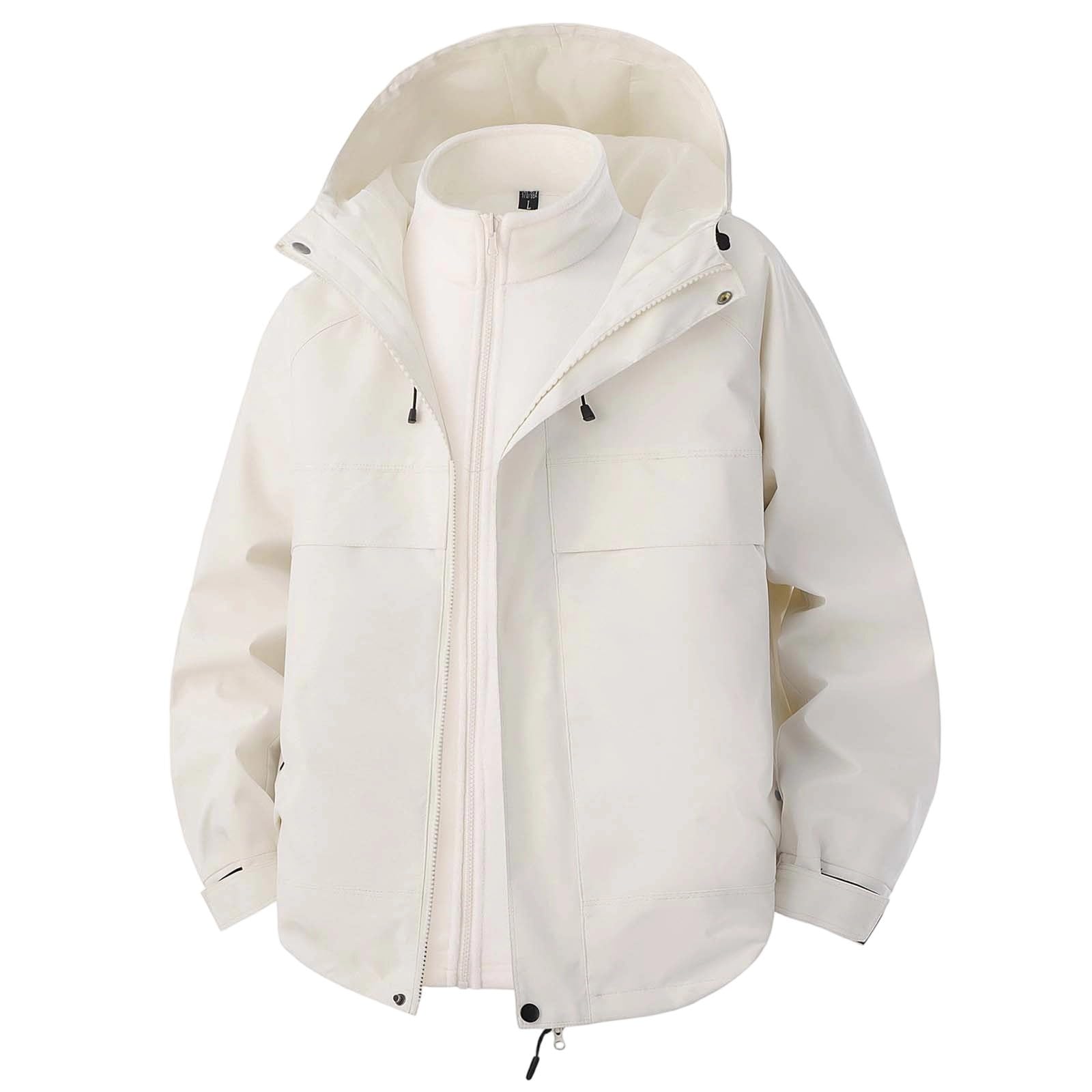 Generisch 2026 Herren Freizeitjacken, leichte Outdoor-Kapuzenjacke für Wandern, Reisen, Arbeitskleidung, Wintermantel (White, XL)