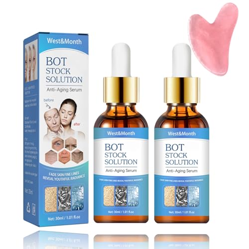 3Pcs Hydrating Facial Skincare Set, With 2 Bot_Ox Hyaluronic-Acid Serum & 1 Guasha-Tool, Anti-Aging Serum For Women, Firm Lift Skin Collagen Boost Face-Serum