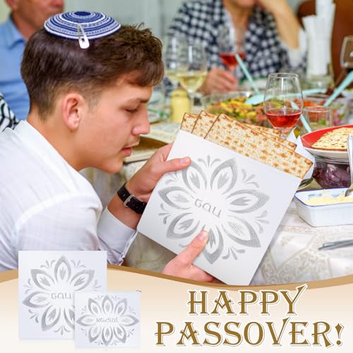 Dansydaisy 2 Pcs Passover Afikoman Bag Embroidered Matzah Cover Set Passover Seder Holder with 3 Layered Silver Leaf Decorations for Pesach Jewish Holiday Party by Dansydaisy - Image 5