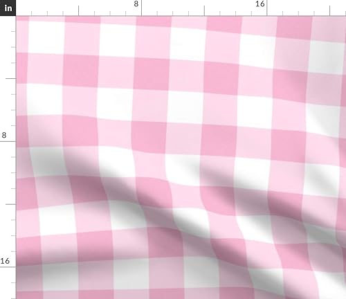 Vista 7 de Spoonflower Tela – Buffalo Check Pink Plaid Checks Nursery Girl Impreso en tela Minky por The Yard – Cobijas de bebé de costura edredón respaldo