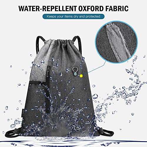Andoer Saco de ginástica com fone de ouvido Mochila com cordão resistente à água Saco balde com cord