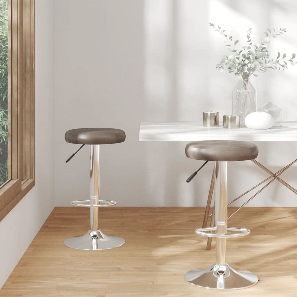 Taboret barowy 2 sztuki, brązowy, sztuczna skóra, z regulacją wysokości, obrotowy z podnóżkiem, do kuchni, lady, lady, gastronomii, salonu