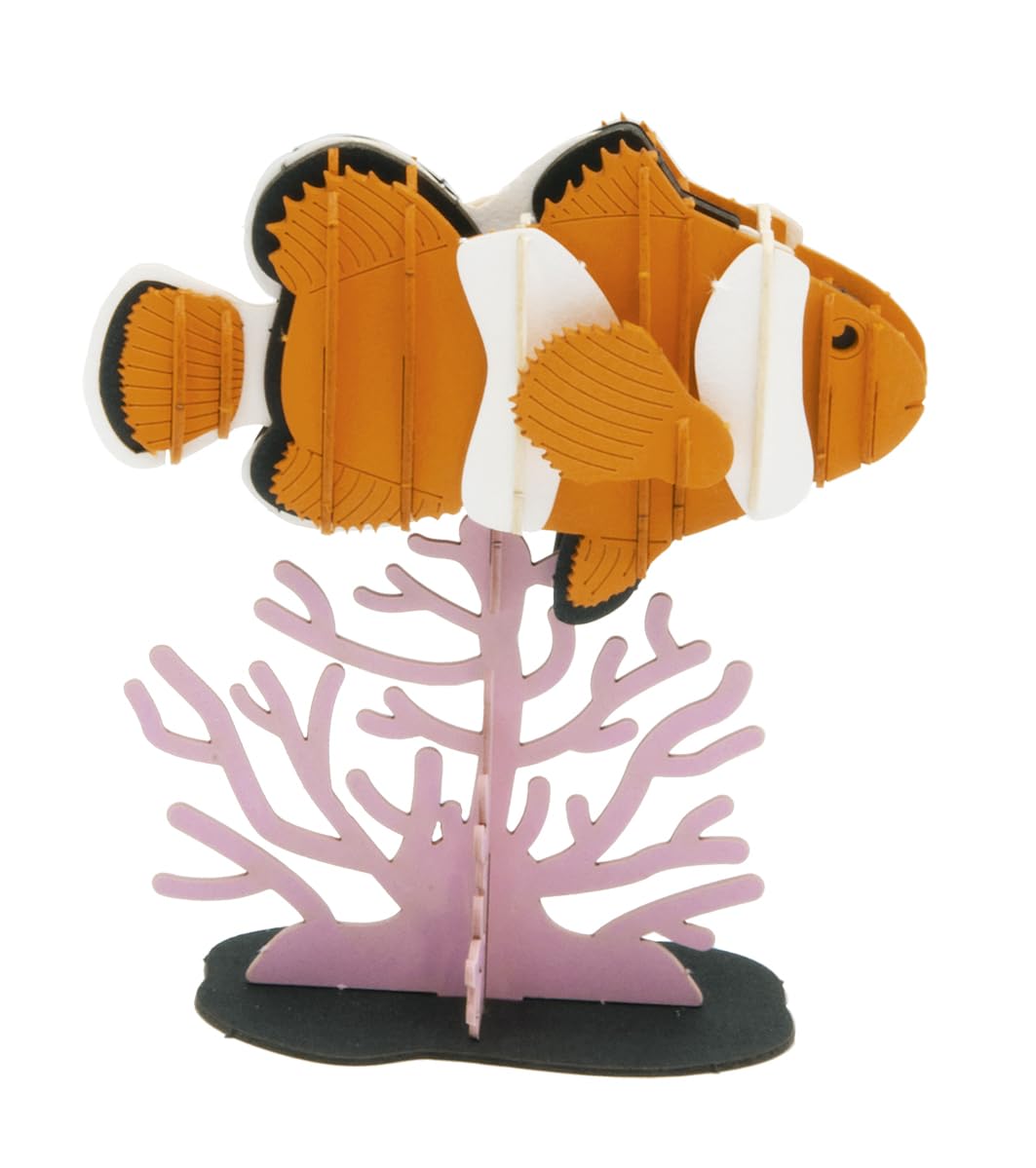 Fridolin 3D Paper Model - Clown Fish, orange, ca. 8,5 x 9 x 5 cm (montiert)