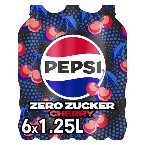 pepsi Zero Zucker Cherry, Das zuckerfreie Erfrischungsgetränk von Pepsi ohne Kalorien, Koffeinhaltige Cola mit Kirschgeschmack in der Flasche, EINWEG (6 x 1.25 l) (Verpackungsdesign kann abweichen) 3