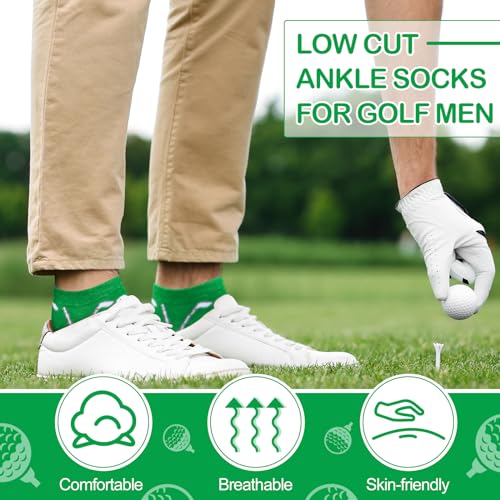 ShinyMatch Men's Novelty Low Cut Golf Socks Athletic Ankle Sport Socks Golf Gifts Golfer Gift Funny Father‘s Day Gift for Men, As the Picture Shown, suitable for men in sizes 9-12