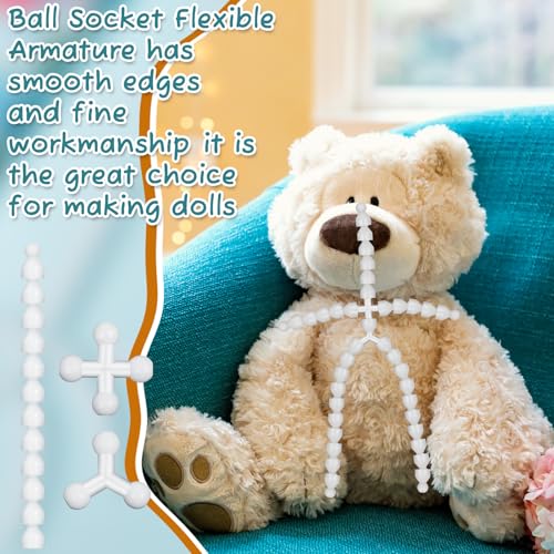 Maitys 144 Pieces Doll Armature Set with 4Y and 4X Chest Connectors Flexible Joints Plastic Ball for Stuffed Animal Bear Dolls Making DIY Crafts Need Use Special Pliers(9.5 mm)
