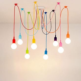 KJLARS Color Spider Lamp Modern Chandelier Adjustable DIY Pendant Lighting Hanging Ceiling Fixture for Children's Room Bedroom Dining Room Living Room Girls Boy's Room 8-Arms(Each with 59" Wire)