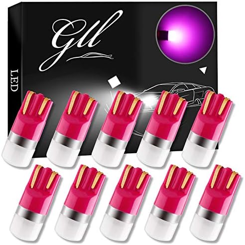 GLL T10 LED Bulbs Red W5W 501 LED Bulbs 3030-1SMD with Lens 60 Lumens for Car LED Lights Bulbs Side Light Bulbs Number Plate Light Parking Light Interior Light (Pack of 10)