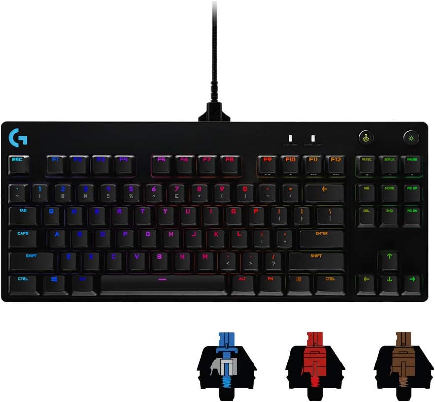 Logicool G G PRO X Gaming Keyboard, Tenkeyless, Wired, GX Switch, Clicky, Japanese Layout, LIGHTSYNC RGB, Detachable Cable, G-PKB-002, Authentic Japanese Product, Recommended Peripheral for Final