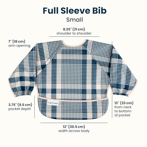 Image of Tiny Twinkle Long Sleeve Bib for Babies & Toddlers | Waterproof Smock Bib for Eating | Machine Washable & Mess-Proof Feeding Essentials | Newborn Shower Gift (Gingham, Small 6-24 Months)