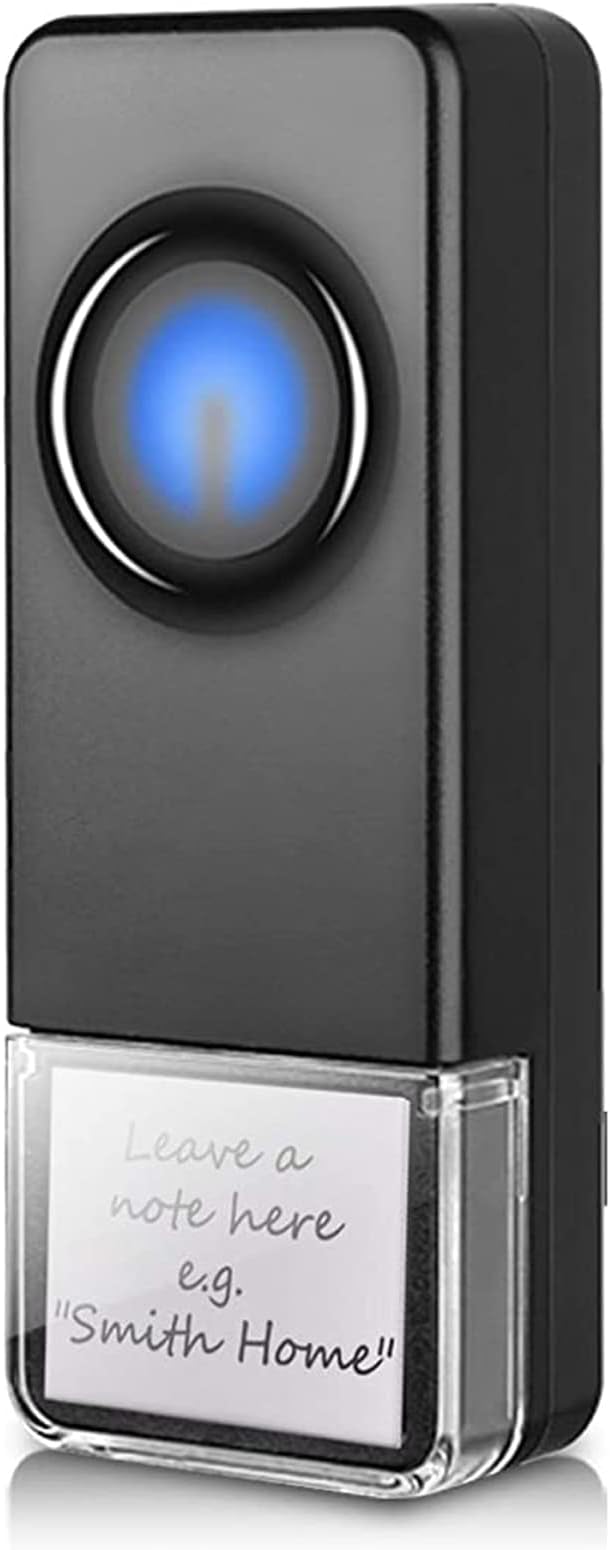 Wireless Doorbell Transmitter PHYSEN Single Push Button for Home/Classroom Doorbell without Receiver Black