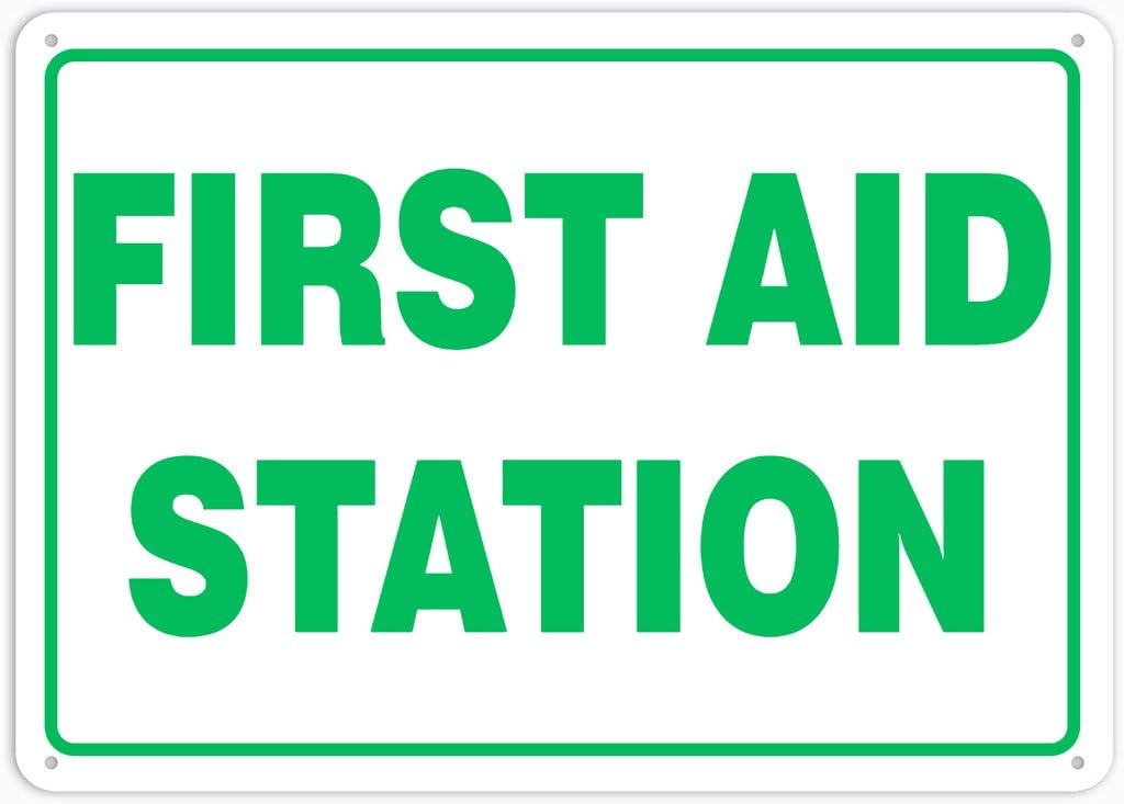 8"x12" Rust Free Aluminum Metal Sign - First Aid Station - Waterproof, Weatherproof, Fade Resistant, 4 Pre-Drilled Holes