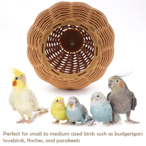 Image of VTurboWay Rattan Bird Nest Chew Resistant Nest House Parrot Egg Laying and Breeding Nest for Bird Parrot Cockatiel Budgie Parakeet Finch Canary