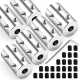 QCDENG 6Pcs 10mm to 10mm Rigid Shaft Coupling, Steel Set Screw Type Motor Shaft Connector Joint for Mechanical Motor Accessories
