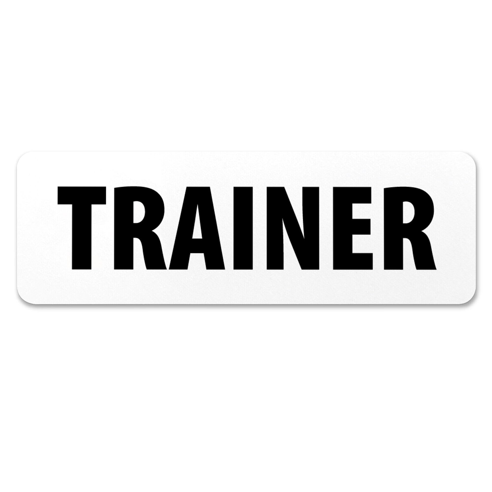 Trainer Name Tag White with Magnetic Backing - Standard Heavy Duty 5 Pcs - Spill & Scratch Proof - Made in USA by BadgeZoo