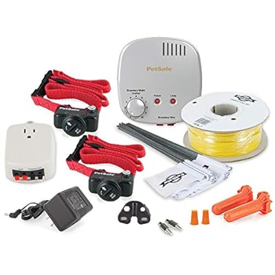 PetSafe 2-Dog Basic In-Ground Fence System - Easy Install Electric Pet Barrier with Visual Cue Boundary Flags, 2 Waterproof Collars & Indoor Transmitter - Long-Lasting Training System