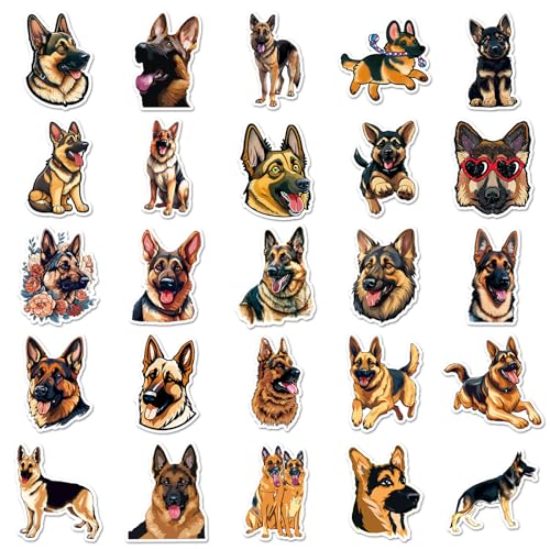 50Pcs German Shepherd Dog Stickers, Kids Teens Adults Dog Vinyl Laptops Decals for Water Bottle Luggage Phone Skateboard, Durable Decorate Bumper Mini Stickers (50Pcs German Shepherd Dog) - Image 5