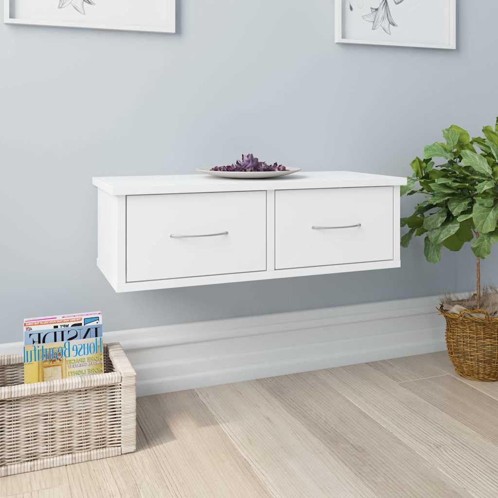 Étagère Murale et Tiroirs Blanc 60x26x18,5 cm Bois d'ingénierie