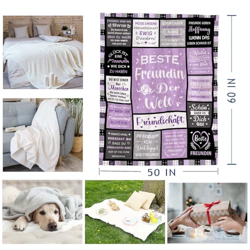 AOWINS Beste Freundin Geschenke, Geschenk für Beste Freundin, Geschenk Beste Freundin Geburtstag, Geburtstagsgeschenk für Beste Freundin, Geschenke für Frauen, Freundinnen Geschenk Decke 150×130CM