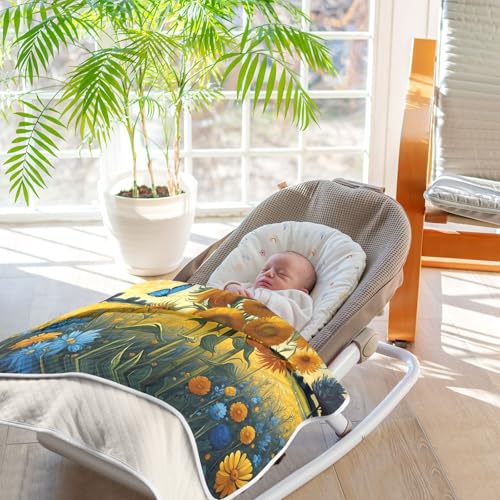 Image of Van Gogh's Starry Night Baby Blanket Cotton Cozy Throw Blanket Warm Nursery Swaddle Receiving Toddler Blankets 30 inch x 40