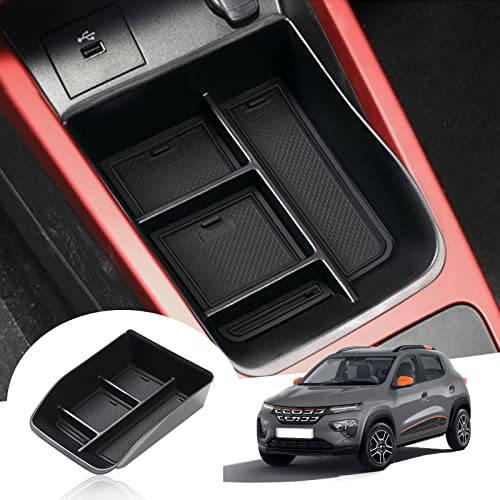 GAFAT Dacia Spring Electric 2022 2023 Vano Portaoggetti per Console Centrale, Dacia Spring 2022 Organizer per Scatola Portaoggetti Inferiore alla Centrale, Accessori Dacia Spring (Nero)