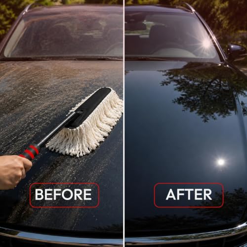 Image of Vista Auto Dust-Off Shine Car Duster | Wax-Treated Cotton Strands | Scratch-Free Dry Dust Cleaner for Cars, Bikes, Home & Office | Lint Free Reusable Exterior Cleaning Brush | Lasts for Years
