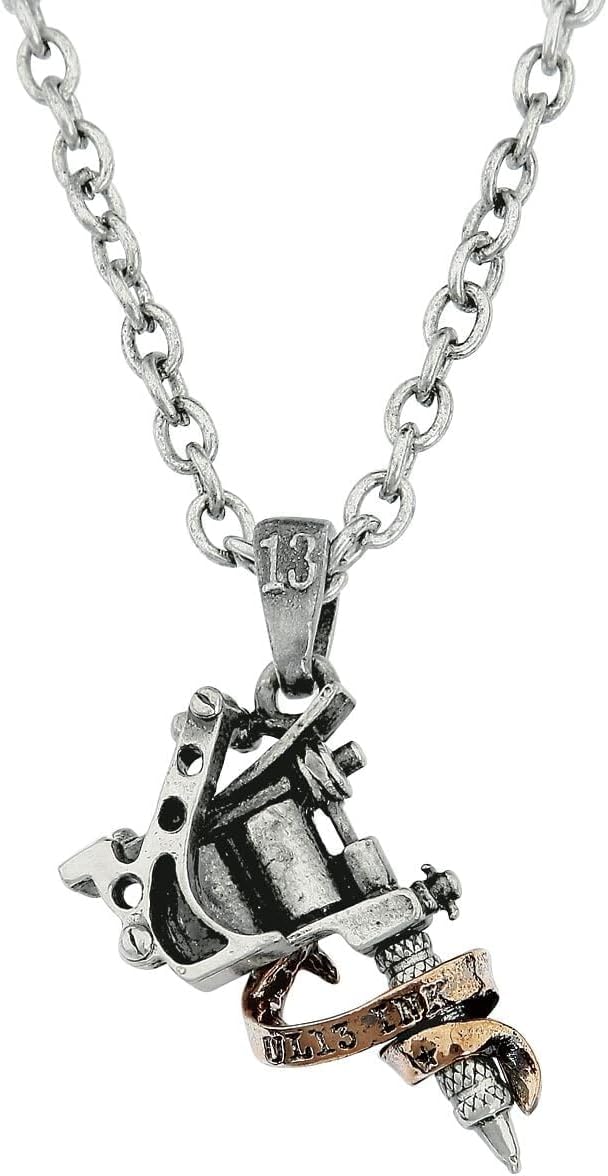 Alchemy Gothic Alchemy: Pewter Pendant: Tattoo Gun Unisex Necklace Silver-Coloured, Pewter,