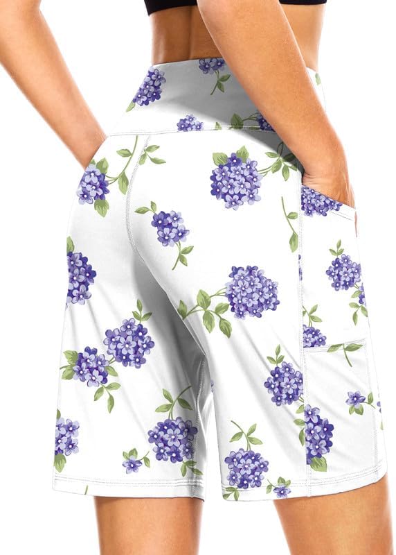 Blouty Women's 9" Bermuda Long Shorts with Pockets High Waisted Knee Length Shorts for Women Workout Athletic Casual
