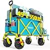 Old Bahama Bay 49" L Extra Long Beach Wagon with Tailgate,Big Wheels with Brake for Sand, Collapsible Utility Beach Cart Heavy Duty Folding Wagon,Ideal for Outdoor Sand Camping Garden Pet