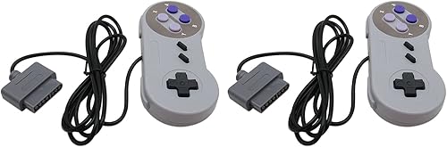Miniatura 2 de USonline911 2 almohadillas de videojuegos SNS-005 con control remoto para consola de sistema Nintendo SNES, controlador de repuesto de 6 pies SNS-005