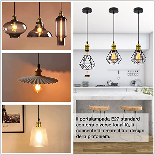 Lampadario Industriale 2 Pezzi Portalampada in