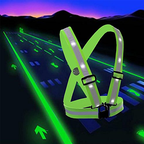 LED Reflective Safety Vest with Storage Pouch - USB Charging Elastic and Adjustable