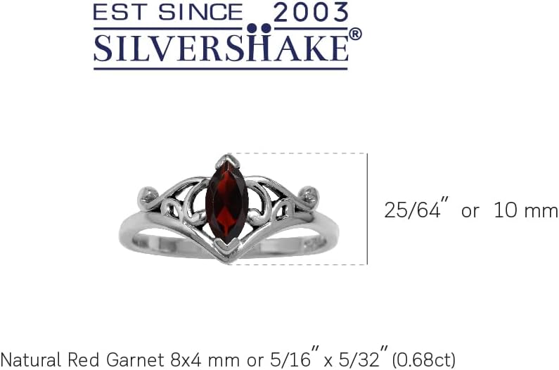 Silvershake 8X4mm Marquise Shape Birthstone Gemstone White Gold Plated or Yellow Gold Plated 925 Sterling Silver Scroll/Filigree Victorian Style Ring Jewelry for Women