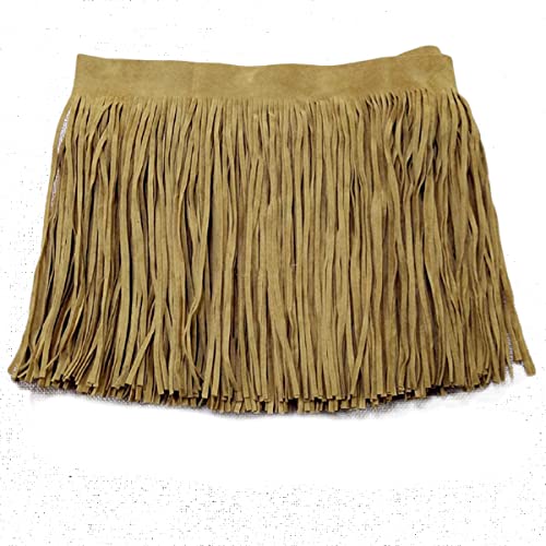 Yalulu 2 metros de cinta de flecos de gamuza, imitación de ante borlas, flecos con flecos, falda de flecos, cinta de flecos para manualidades, vestido, accesorio de ropa, cinta decorativa (camello) Cover