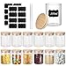 BOZHZO Set di 12 Barattoli Vetro, Barattoli Cucina con Coperchio Ermetico di Legno bambù e Rondella in Silicone, Contenitori Alimenti Borosilicato Adatto per Spezie, Caramelle, Caffè (200ML)