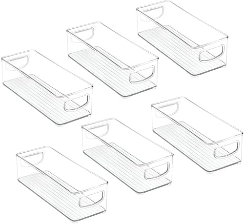 Miniatura 9 de mDesign Contenedores pequeños de plástico para almacenamiento de baño con asas para organización en armario, armario, tocador o estante de armario,