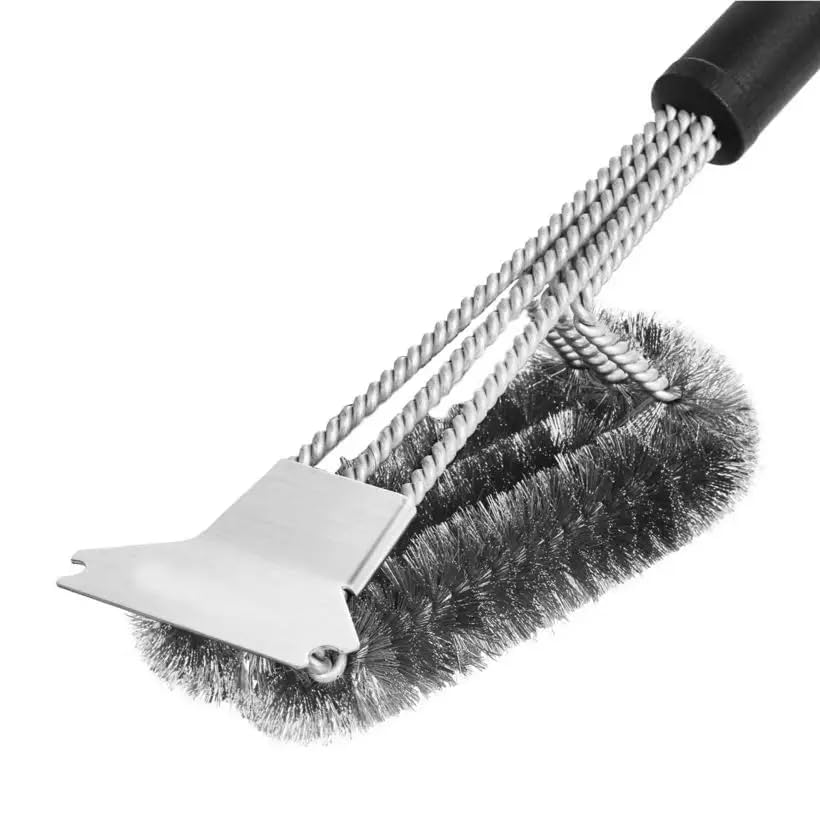KRESHU 14.5Inch Barbecue BBQ Grill Cleaning Brush Two-Sided Stainless Steel Scraper | Extra Strong Cleaner Accessories for/Smoker/Gas/Charcoal (3IN1 Foldable Brush)