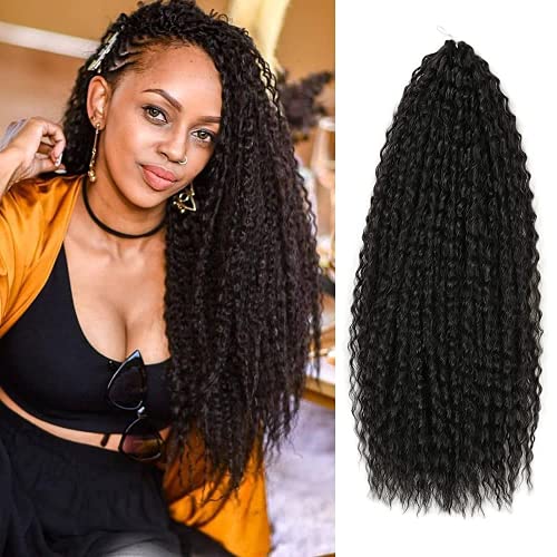 Brazilian Braids Crochet Hair 20 Inch Kinky Curly Faux Locs 3 Packs Synthetic Hair (20inch, 1B#)