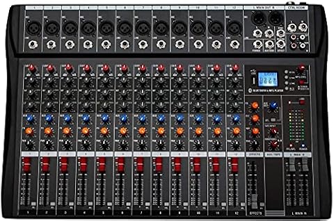 Depusheng DA12 Interfejs kontrolera dźwięku DJ z napędem, z USB do nagrywania na komputer, 12-kanałowy, studyjny mikser audio, gniazdo mikrofonowe XLR, zasilanie 48 V, wejście/ wyjście cinch