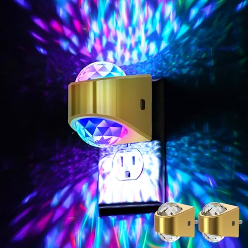 Image of Night Lights Plug into Wall, Star Projector for Bedroom, Gold Night Light Projector for Kids, 9-Color RGB Galaxy Nightlight with Dusk to Dawn Sensor for Bathroom, Home Gaming Room Decor Gifts, 2pack
