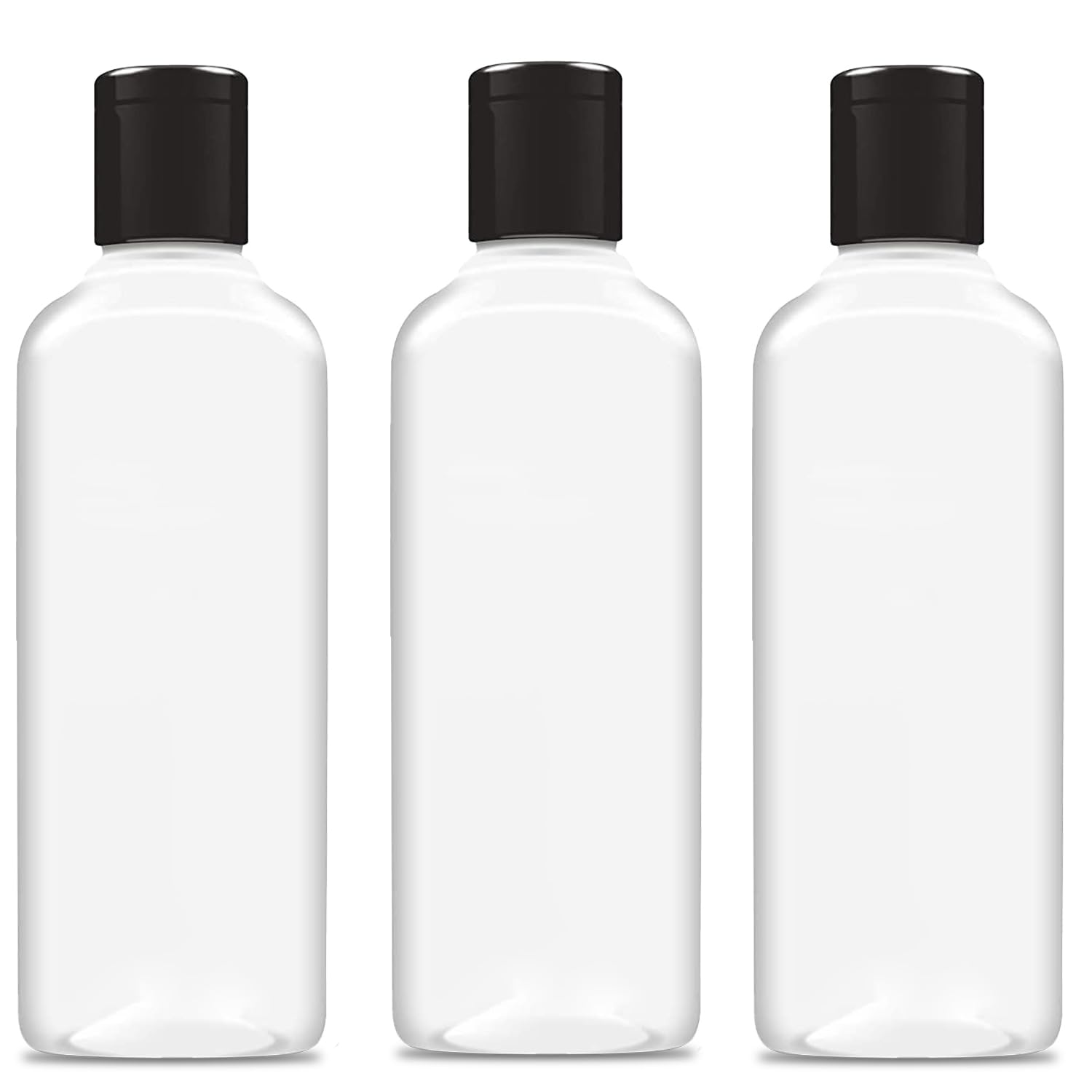 JOYUS 200ml Squeeze Bottle with Flip Top Cap, Empty BPA-Free Refillable Container For Shampoo, Lotions, Liquid Soap, Creams, Liquid Cosmetic Travel Size Transparent Bottle, Black Flip-Top, Set of 3-picture-29